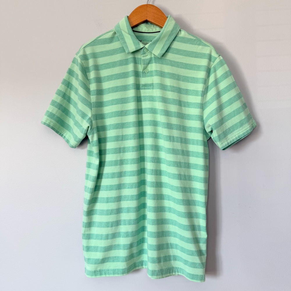 Under Armour Green Striped HeatGear Men’s Polo Shirt Size Small